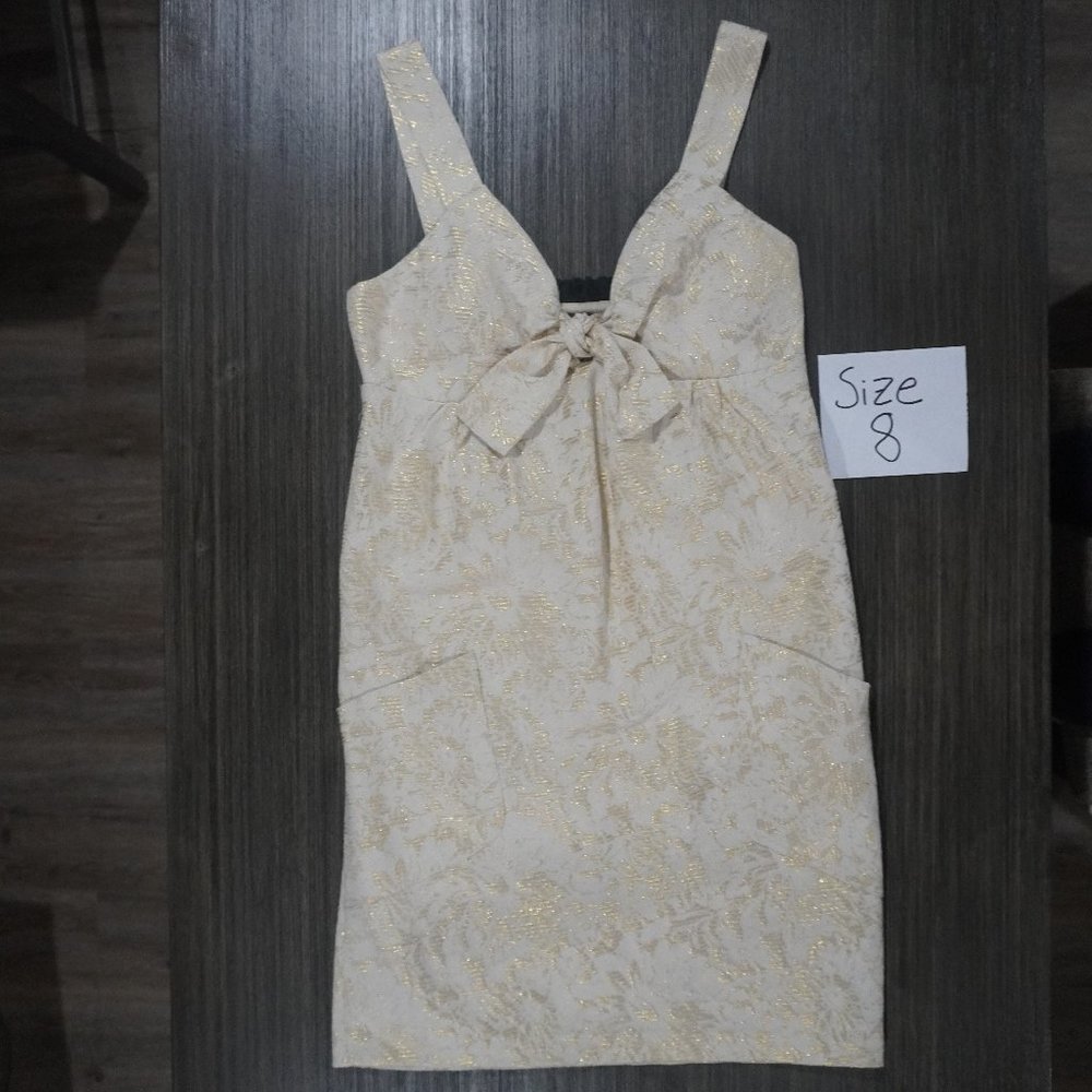 Cream and Gold Special Occasion Midi Dress